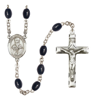 Silver Plated 8x6mm Black Saint Alexander Sauli Rosary