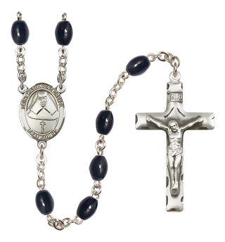 Silver-Plated 8x6mm Saint Katharine Drexel  Engraved Catholic Rosaries