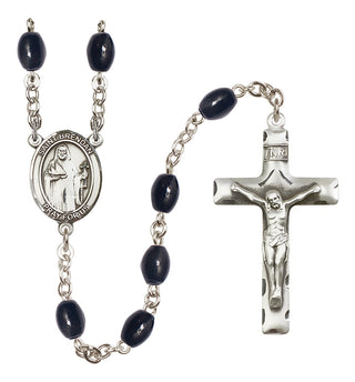 Silver-Plated 8x6mm Saint Brendan the Navigator  Engraved Catholic Rosaries