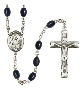 Silver-Plated 8x6mm Saint Camillus of Lellis  Engraved Catholic Rosaries