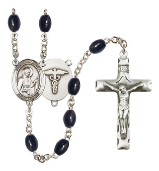 Silver-Plated 8x6mm Saint Camillus of Lellis / Nurse Rosary