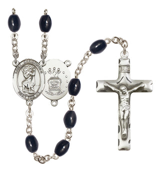 Silver-Plated 8x6mm Saint Christopher / Air Force Rosary