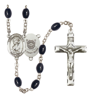 Silver-Plated 8x6mm Saint Christopher / Coast Guard Rosary