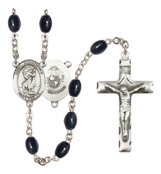 Silver-Plated 8x6mm Saint Christopher / Marines Rosary