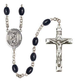 Silver-Plated 8x6mm San Cristobal  Engraved Catholic Rosaries