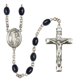 Silver-Plated 8x6mm Saint Elmo  Engraved Catholic Rosaries
