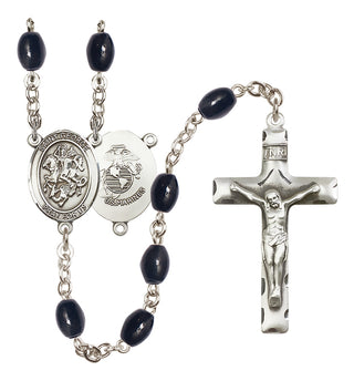 Silver-Plated 8x6mm Saint George / Marines Rosary
