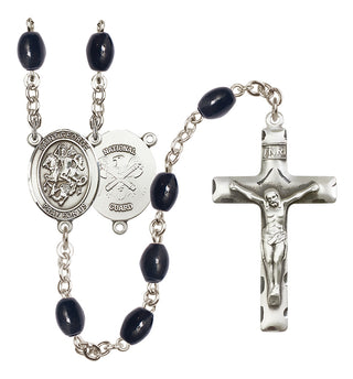 Silver-Plated 8x6mm Saint George / Nat'l Guard Rosary
