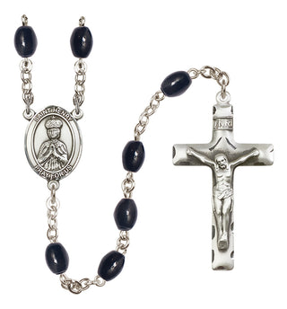 Silver Plated 8x6mm Black Saint Henry II Rosary