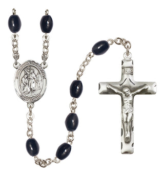 Silver-Plated 8x6mm Saint John the Baptist  Engraved Catholic Rosaries