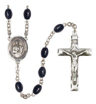 Silver-Plated 8x6mm San Judas  Engraved Catholic Rosaries