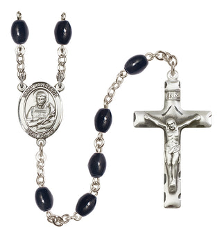Silver-Plated 8x6mm Saint Lawrence  Engraved Catholic Rosaries