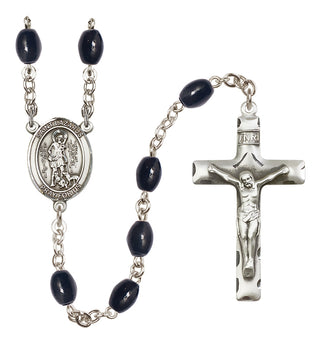 Silver-Plated 8x6mm Saint Lazarus  Engraved Catholic Rosaries