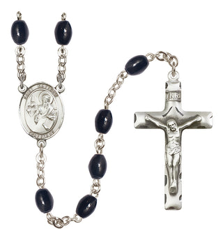 Silver-Plated 8x6mm Saint Matthew the Apostle  Engraved Catholic Rosaries