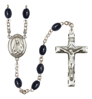 Silver-Plated 8x6mm Saint Martha  Engraved Catholic Rosaries