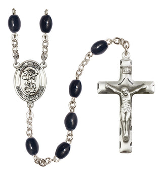 Silver-Plated 8x6mm San Miguel Arcangel  Engraved Catholic Rosaries