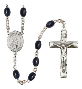 Silver-Plated 8x6mm Saint Louis  Engraved Catholic Rosaries
