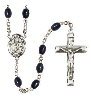 Silver Plated 8x6mm Black Saint Martin de Porres Rosary