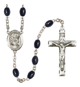Silver Plated 8x6mm Black Saint Raymond Nonnatus Rosary