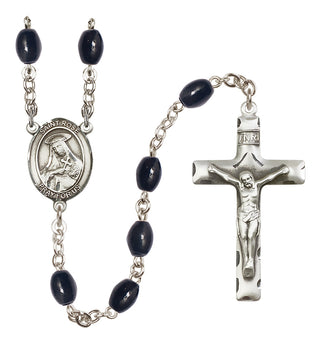 Silver-Plated 8x6mm Saint Rose of Lima  Engraved Catholic Rosaries