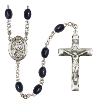 Silver-Plated 8x6mm Saint Sarah  Engraved Catholic Rosaries