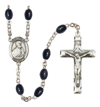Silver Plated 8x6mm Black Saint Thomas the Apostle Rosary