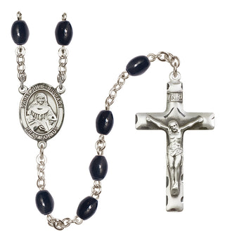Silver Plated 8x6mm Black Saint Julie Billiart Rosary