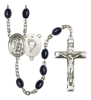 Guardian Angel and Paratrooper Rosary with 8X6mm Black Onyx Beads