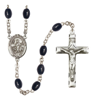 Silver-Plated 8x6mm Lord Is My Shepherd  Engraved Catholic Rosaries