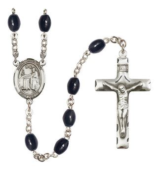 Silver-Plated 8x6mm Saint Valentine of Rome  Engraved Catholic Rosaries
