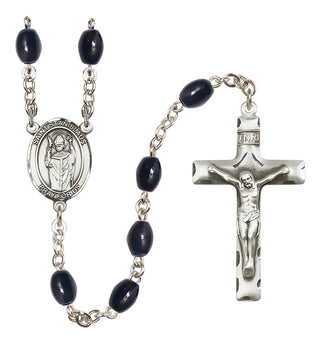 Silver-Plated 8x6mm Saint Stanislaus  Engraved Catholic Rosaries
