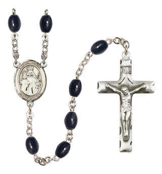Silver Plated 8x6mm Black Maria Stein Rosary