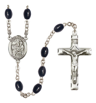 Silver-Plated 8x6mm Saint Jerome  Engraved Catholic Rosaries
