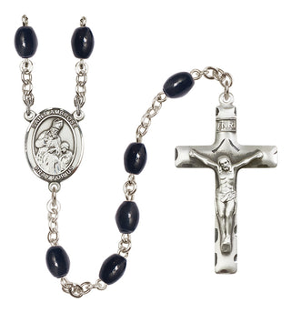 Silver-Plated 8x6mm Saint Ambrose  Engraved Catholic Rosaries