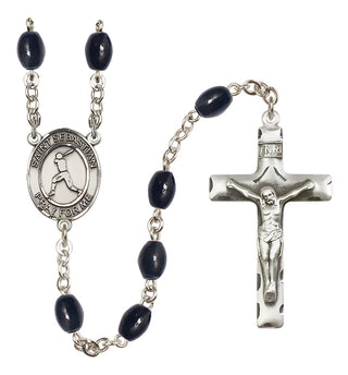 Silver-Plated 8x6mm Saint Sebastian/Baseball Rosary