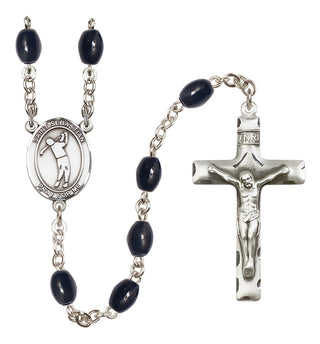 Silver-Plated 8x6mm Saint Sebastian/Golf Rosary