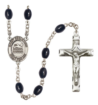 Silver-Plated 8x6mm Saint Sebastian/Swimming Rosary