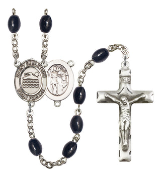 Saint Sebastian and Swimming Rosary with 8X6mm Black Onyx Beads