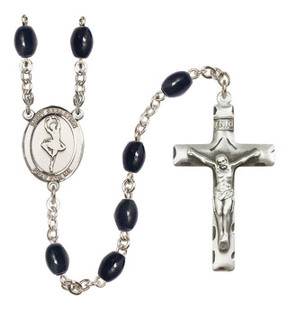 Silver-Plated 8x6mm Saint Sebastian/Dance Rosary