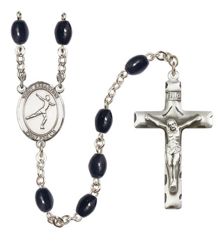 Silver-Plated 8x6mm Saint Sebastian/Figure Skating Rosary