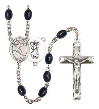 Saint Christopher and Surfing Rosary with 8X6mm Black Onyx Beads