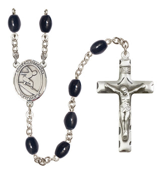 Silver-Plated 8x6mm Saint Christopher/Surfing Rosary