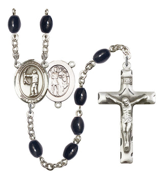 Saint Sebastian and Archery Rosary with 8X6mm Black Onyx Beads