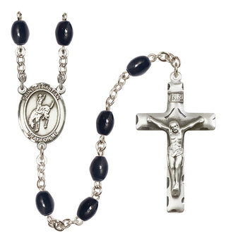 Silver-Plated 8x6mm Saint Sebastian / Rodeo Rosary