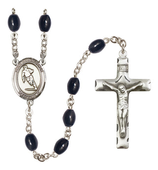 Silver-Plated 8x6mm Saint Christopher / Rugby Rosary