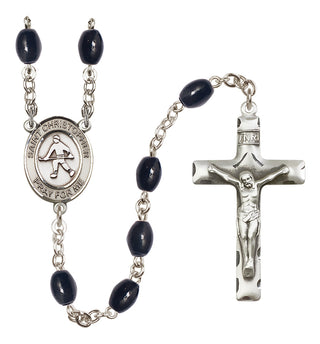 Silver-Plated 8x6mm Saint Christopher / Field Hockey Rosary