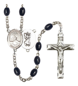 Saint CHRISTOPHER and Water Polo-Women Rosary with 8X6mm Black Onyx Beads