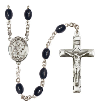 Silver-Plated 8x6mm Saint Martin of Tours  Engraved Catholic Rosaries