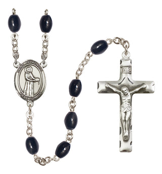 Silver Plated 8x6mm Black Saint Petronille Rosary