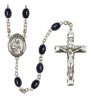 Silver-Plated 8x6mm Saint Isaac Jogues  Engraved Catholic Rosaries